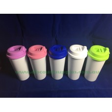 Blank Sublimation polymer Coffee Double Wall Tumblers sippy lids 3D Sublimation tapered Mug 450ml