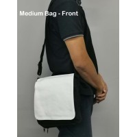 Black Shoulder Bag with white polyester Medium 26x26cm Black Shoulder Bag with white polyester Medium 26x26cm