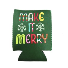 Foldable Can Koozie Stubby Holder Cooler PRE PRINTED MAKE IT MERRY Foldable Can Koozie Stubby Holder Cooler PRE PRINTED MAKE IT MERRY