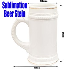 German Beer Stein with Gold Rim for Dye Sublimation - 22oz - Dishwasher Proof German Beer Stein with Gold Rim for Dye Sublimation - 22oz - Dishwasher Proof