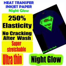 T-Shirt Heat Transfer Inkjet Paper A4 , NIGHT GLOW Cotton & polyester Garment