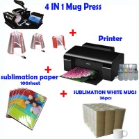 Mug Cup 4 in 1 Heat Press Machine + Printer (Sublimation ink included) + paper + White Mugs Mug Cup 4 in 1 Heat Press Machine + Printer (Sublimation ink included) + paper + White Mugs